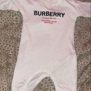 Burberry White Kids Bodysuit with Logo Print
